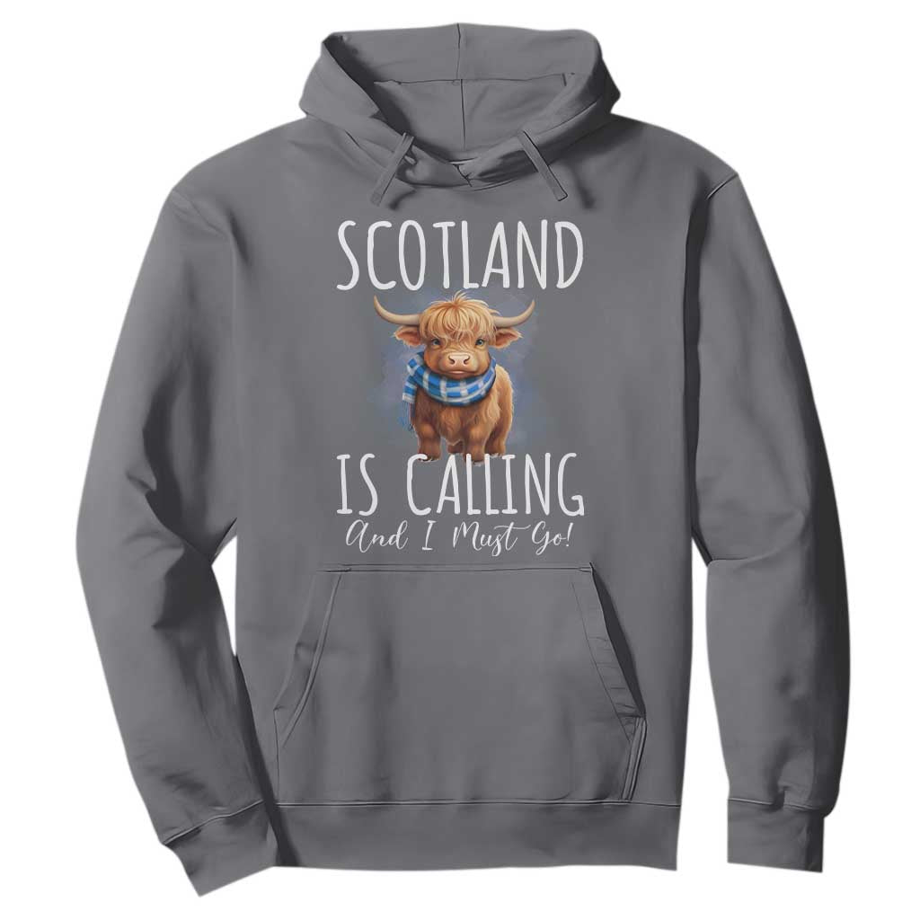 Scotland is Calling and I must Go Highland Cow Hoodie TS09 Charcoal Print Your Wear