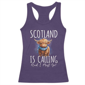 Scotland is Calling and I must Go Highland Cow Racerback Tank Top TS09 Purple Print Your Wear