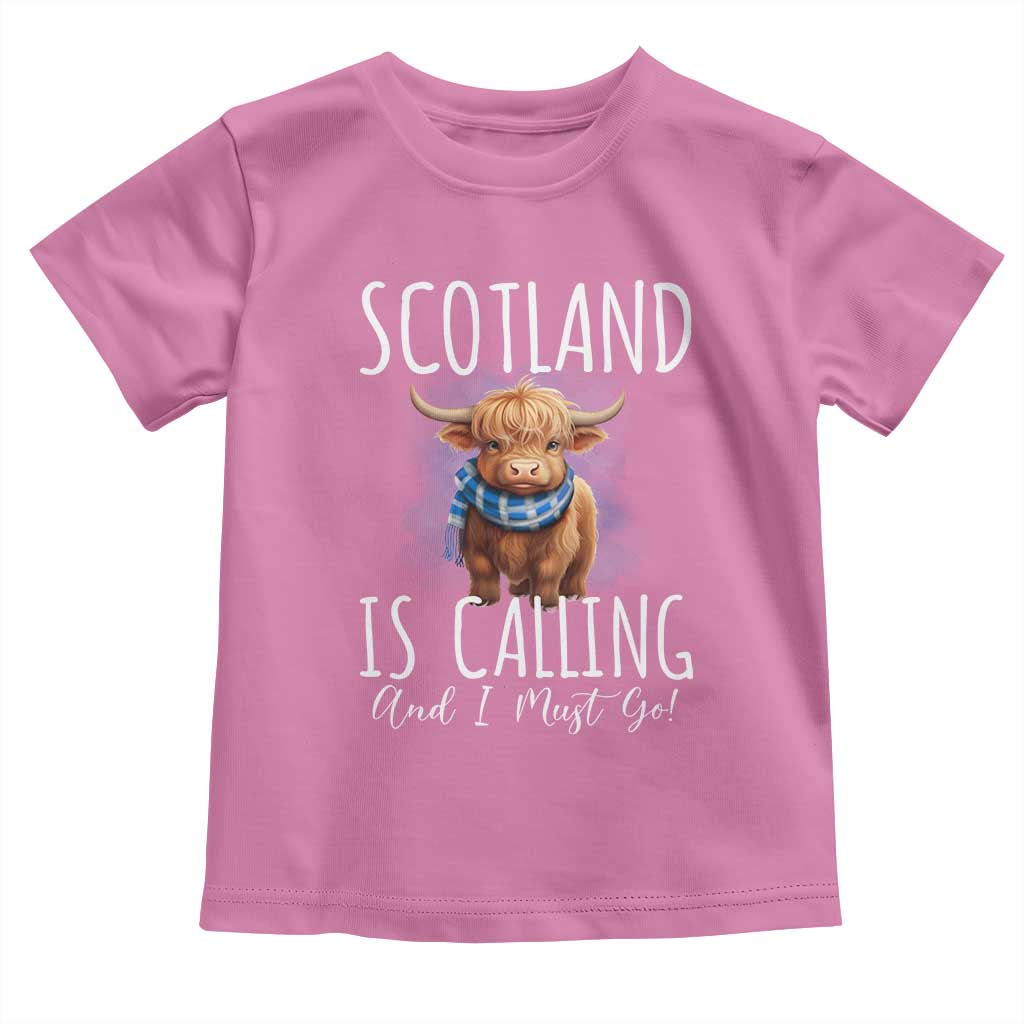 Scotland is Calling and I must Go Highland Cow Toddler T Shirt TS09 Azalea Print Your Wear