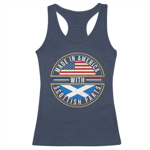 Scottish American Racerback Tank Top Made In America With Scottish Parts Scotland TS09 Navy Print Your Wear