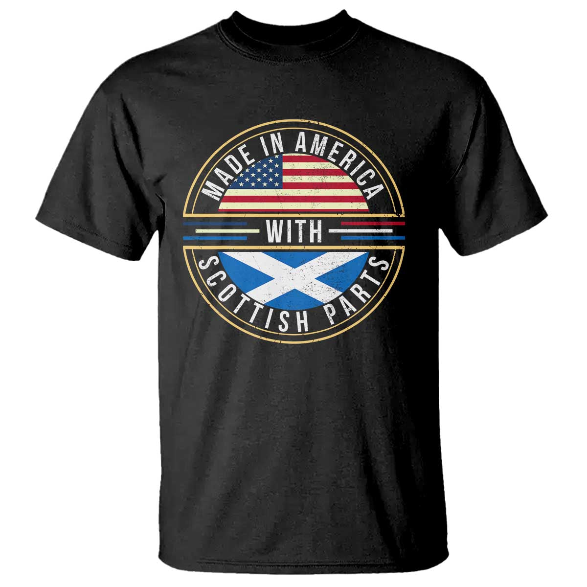 Scottish American T Shirt Made In America With Scottish Parts Scotland TS09 Black Print Your Wear