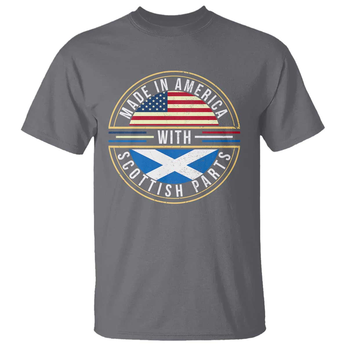 Scottish American T Shirt Made In America With Scottish Parts Scotland TS09 Charcoal Print Your Wear
