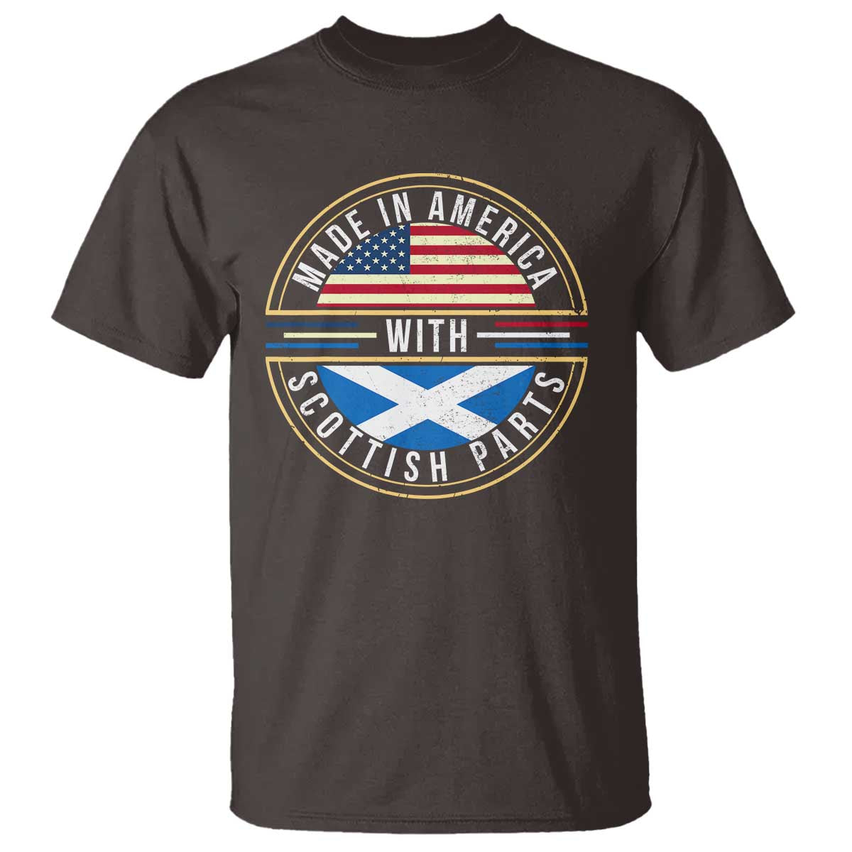 Scottish American T Shirt Made In America With Scottish Parts Scotland TS09 Dark Chocolate Print Your Wear
