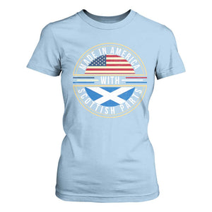Scottish American T Shirt For Women Made In America With Scottish Parts Scotland TS09 Light Blue Print Your Wear