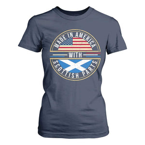 Scottish American T Shirt For Women Made In America With Scottish Parts Scotland TS09 Navy Print Your Wear