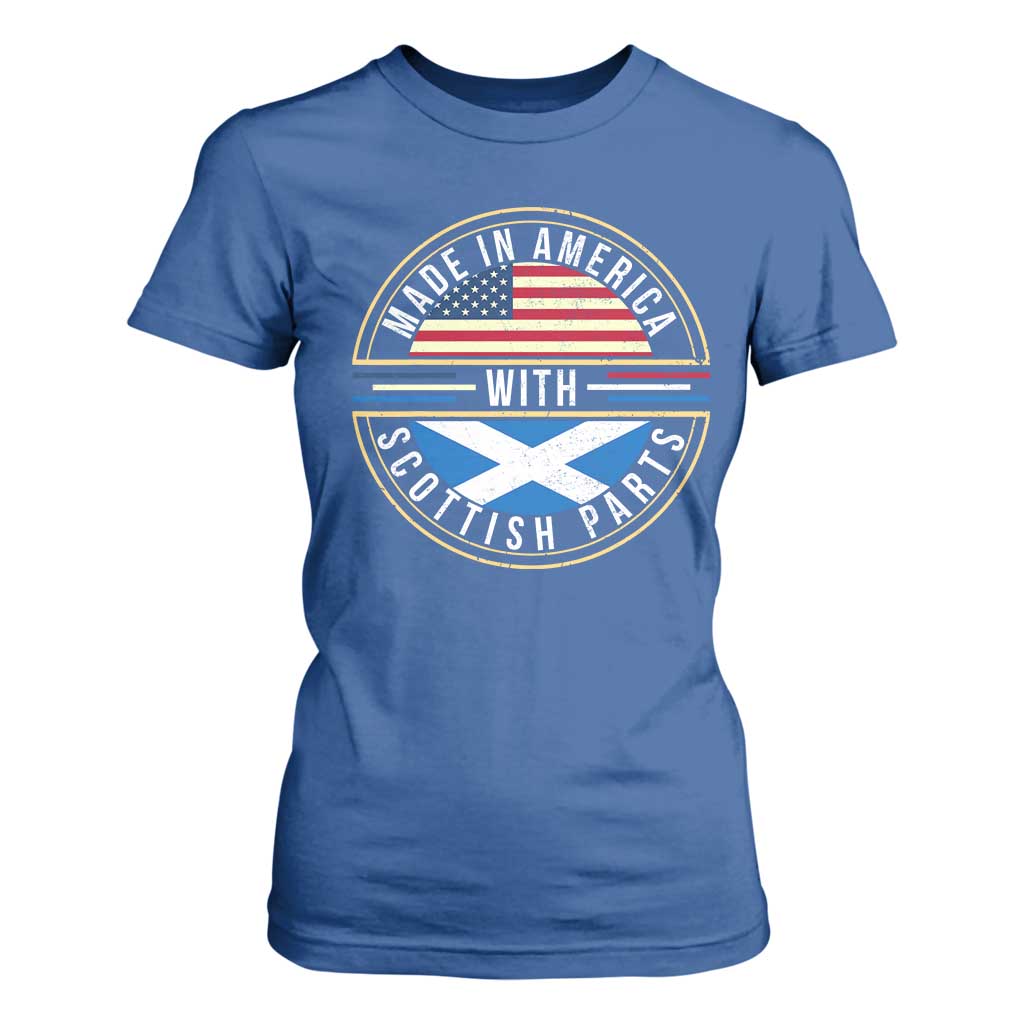 Scottish American T Shirt For Women Made In America With Scottish Parts Scotland TS09 Royal Blue Print Your Wear