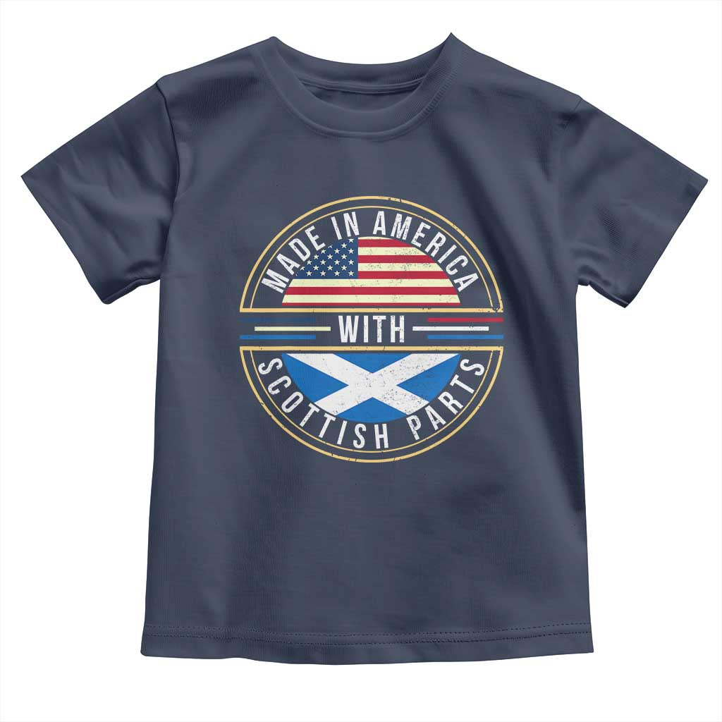 Scottish American Toddler T Shirt Made In America With Scottish Parts Scotland TS09 Navy Print Your Wear