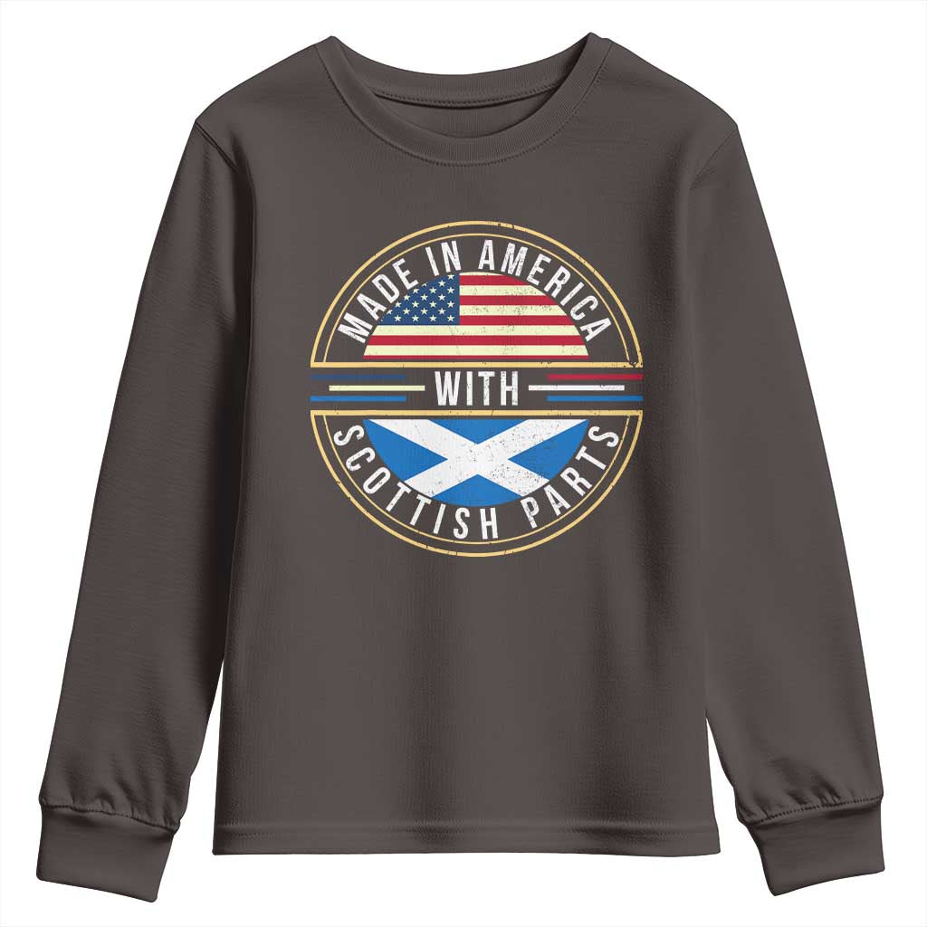 Scottish American Youth Sweatshirt Made In America With Scottish Parts Scotland TS09 Dark Chocolate Print Your Wear