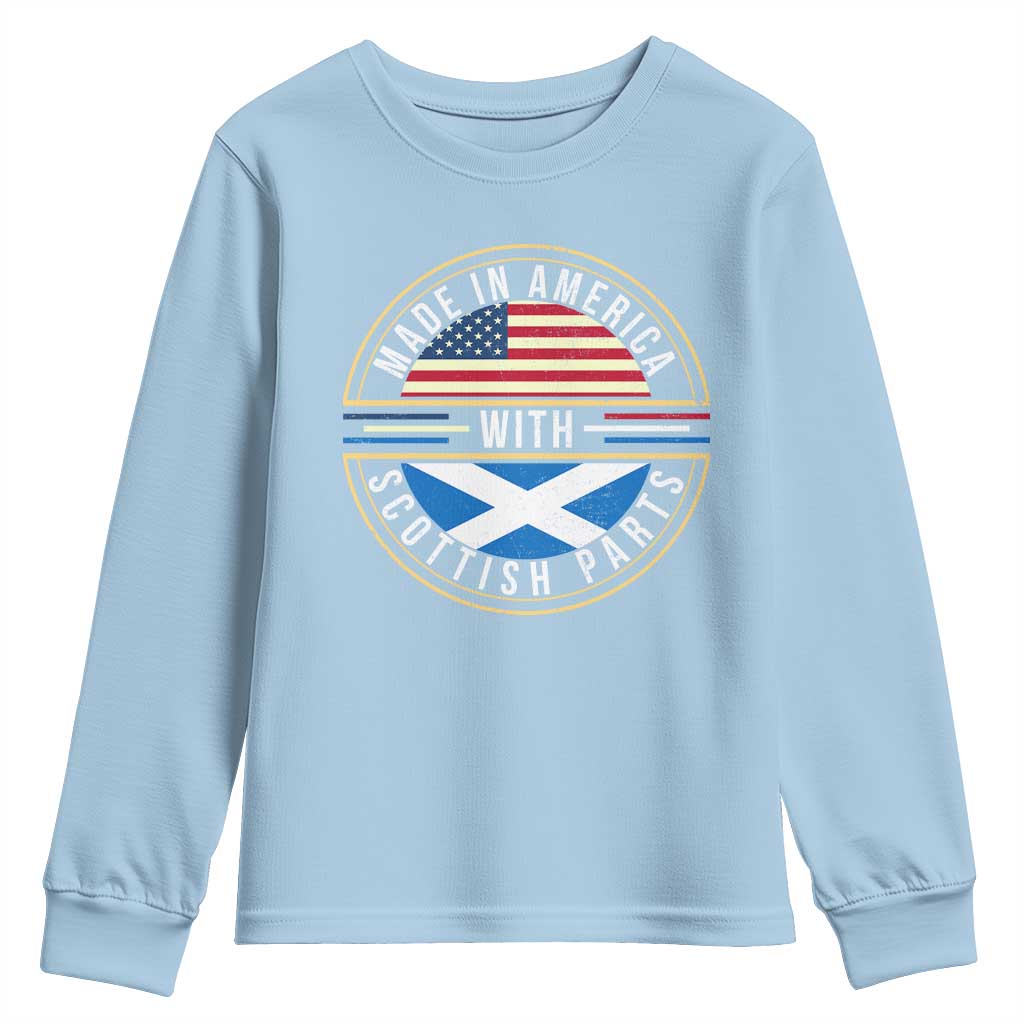 Scottish American Youth Sweatshirt Made In America With Scottish Parts Scotland TS09 Light Blue Print Your Wear