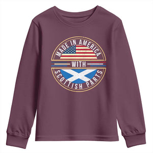 Scottish American Youth Sweatshirt Made In America With Scottish Parts Scotland TS09 Maroon Print Your Wear