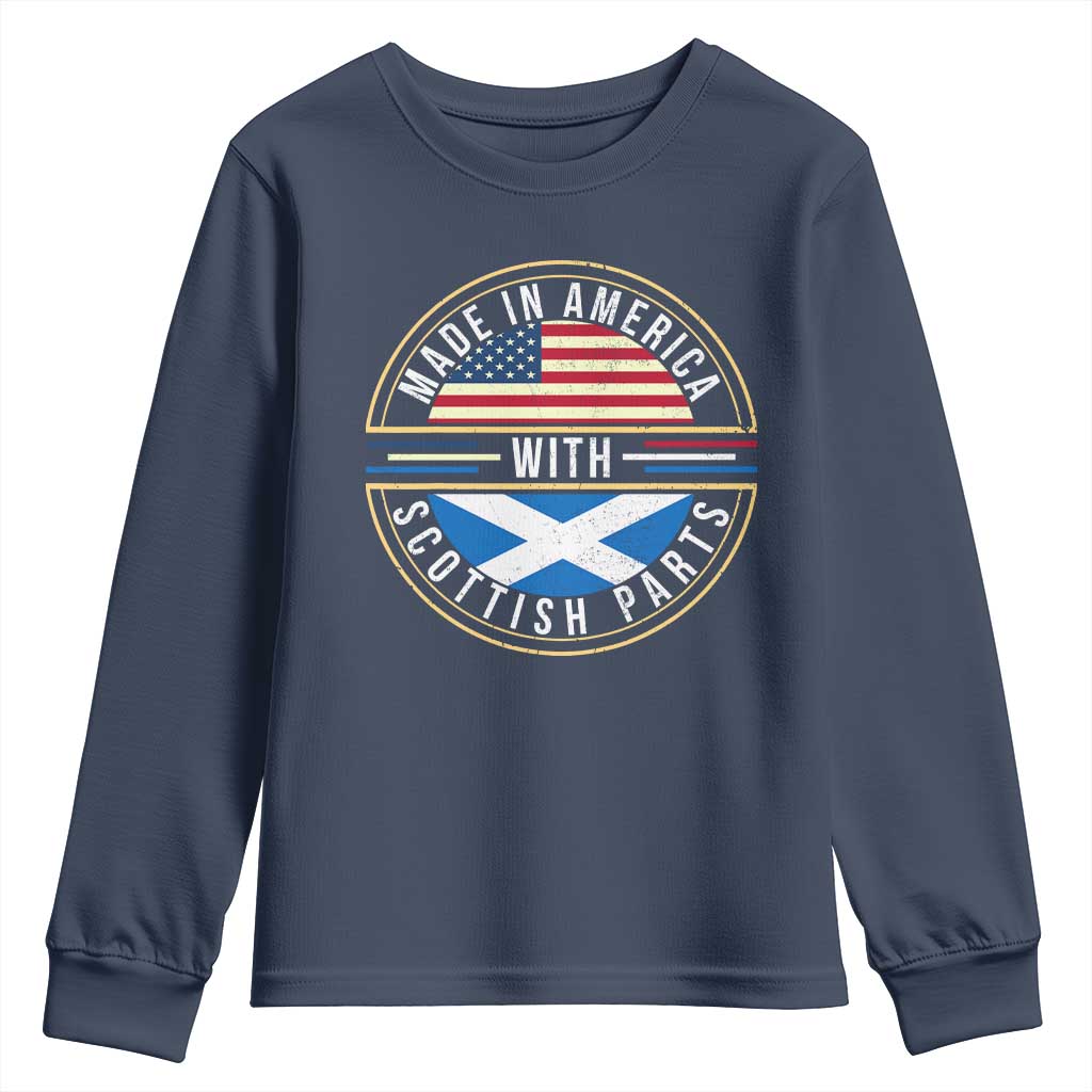 Scottish American Youth Sweatshirt Made In America With Scottish Parts Scotland TS09 Navy Print Your Wear