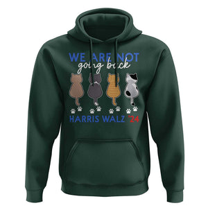 Harris Walz 2024 Hoodie We're Not Going Back Kamala Cute Cats TS09 Dark Forest Green Print Your Wear
