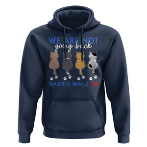 Harris Walz 2024 Hoodie We're Not Going Back Kamala Cute Cats TS09 Navy Print Your Wear