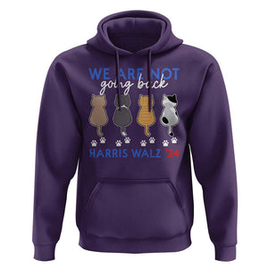 Harris Walz 2024 Hoodie We're Not Going Back Kamala Cute Cats TS09 Purple Print Your Wear