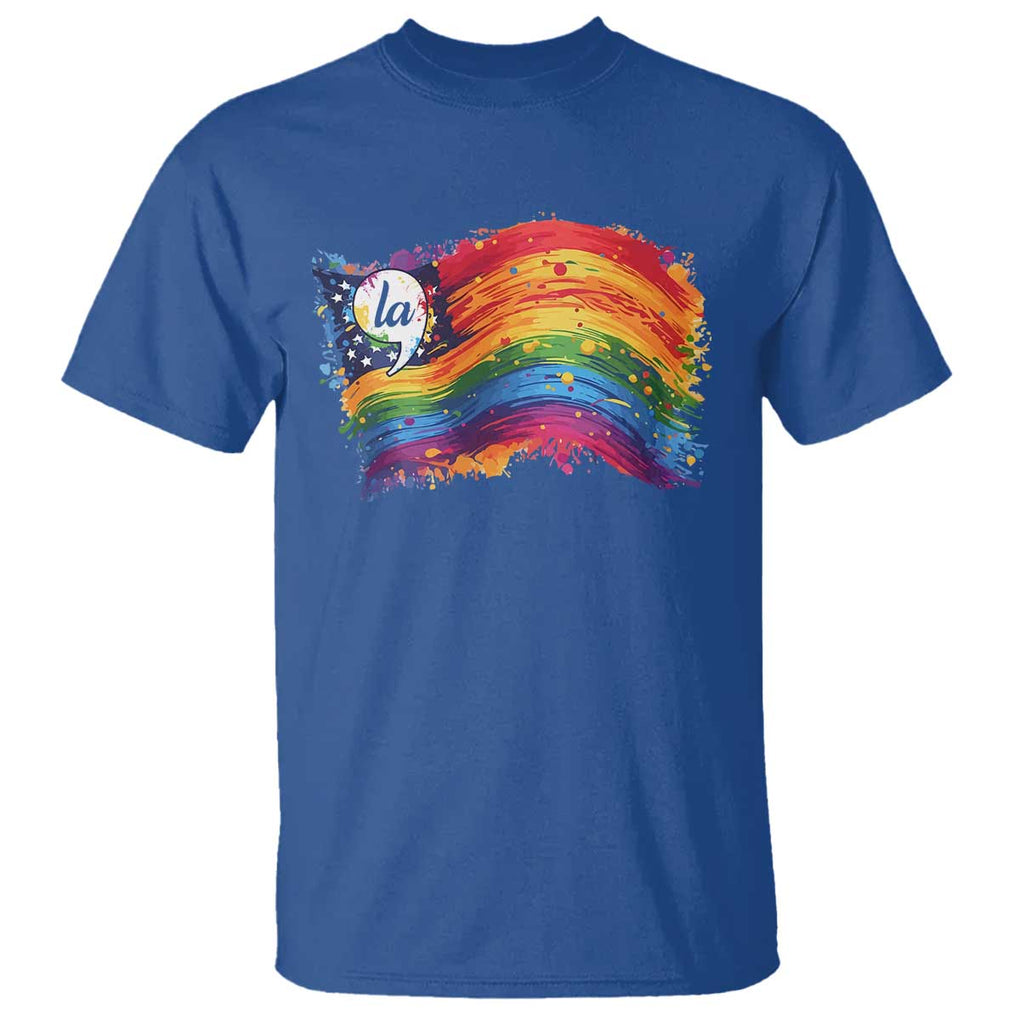 Rainbow Flag Comma La Harris 2024 T Shirt TS09 Royal Blue Print Your Wear