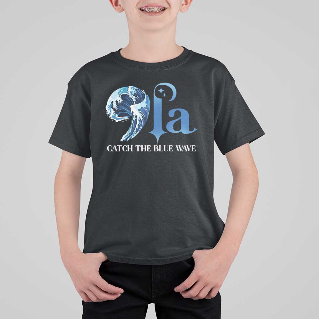 Comma La Harris T Shirt For Kid Kamala 2024 Catch The Blue Wave TS09 Black Print Your Wear