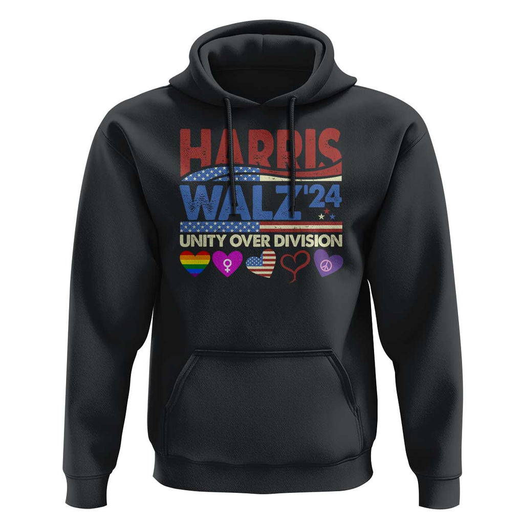 Harris Walz 2024 Hoodie Unity Over Division Kamala US President Election TS09 Black Print Your Wear