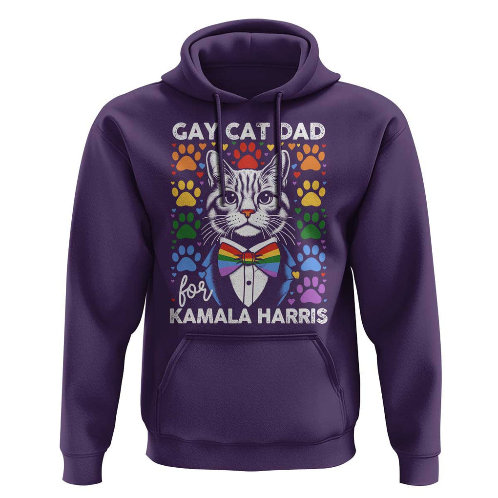 Gay Cat Dad For Kamala Hoodie Harris LGBT Support 2024 TS09 Purple Print Your Wear