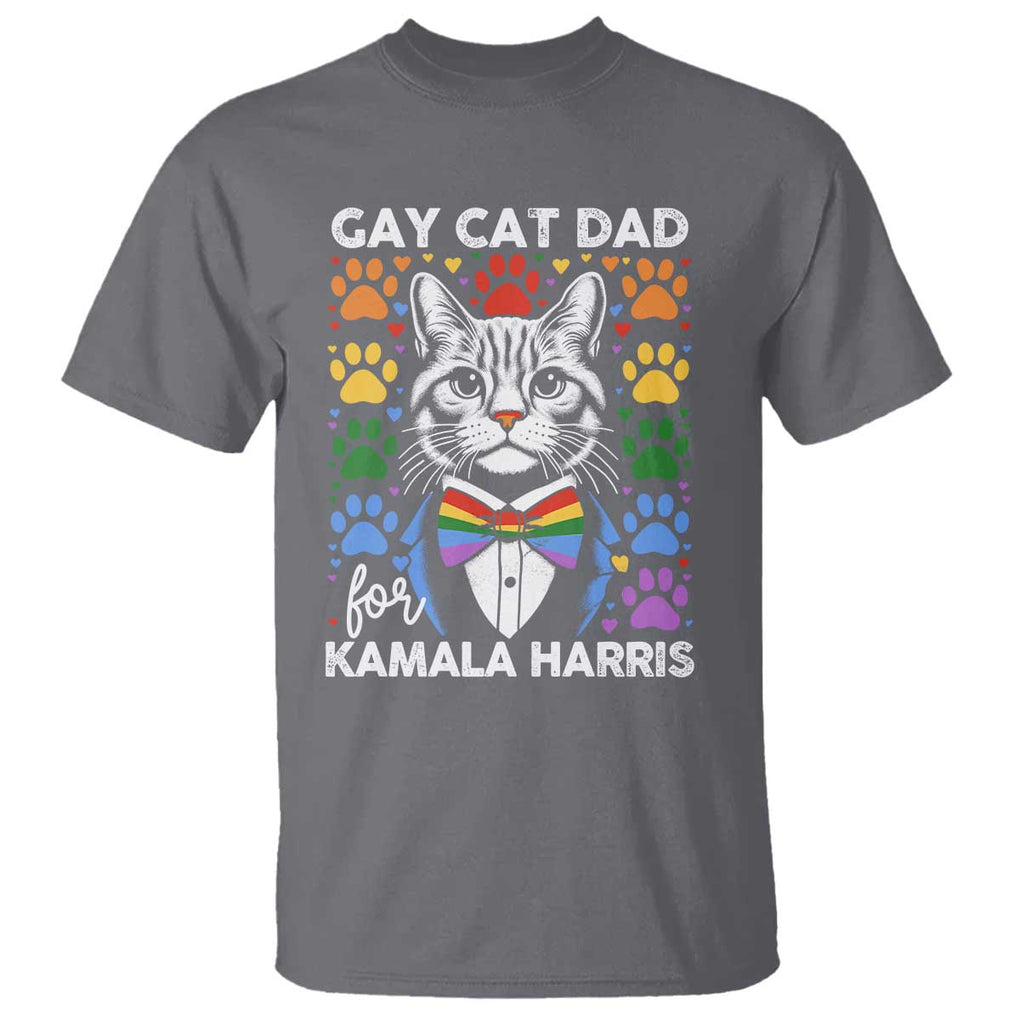 Gay Cat Dad For Kamala T Shirt Harris LGBT Support 2024 TS09 Charcoal Print Your Wear