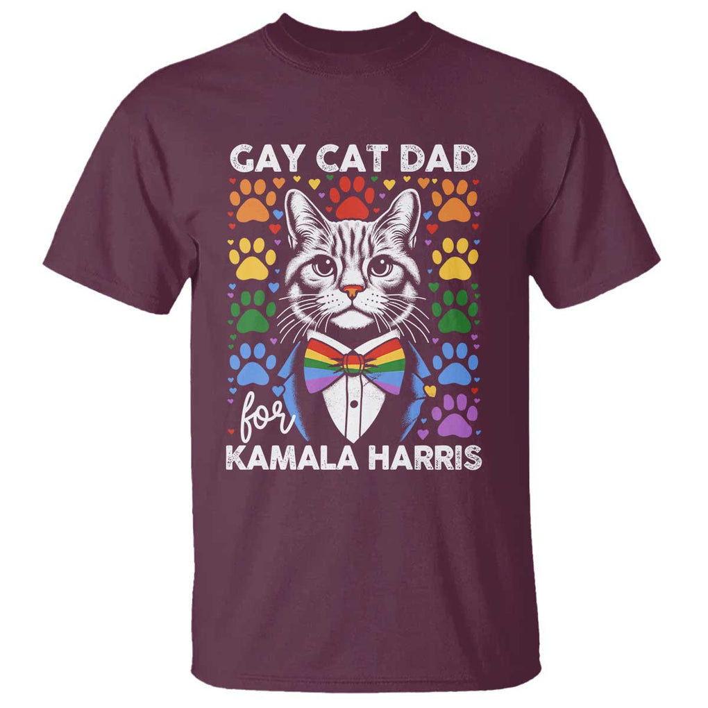 Gay Cat Dad For Kamala T Shirt Harris LGBT Support 2024 TS09 Maroon Print Your Wear