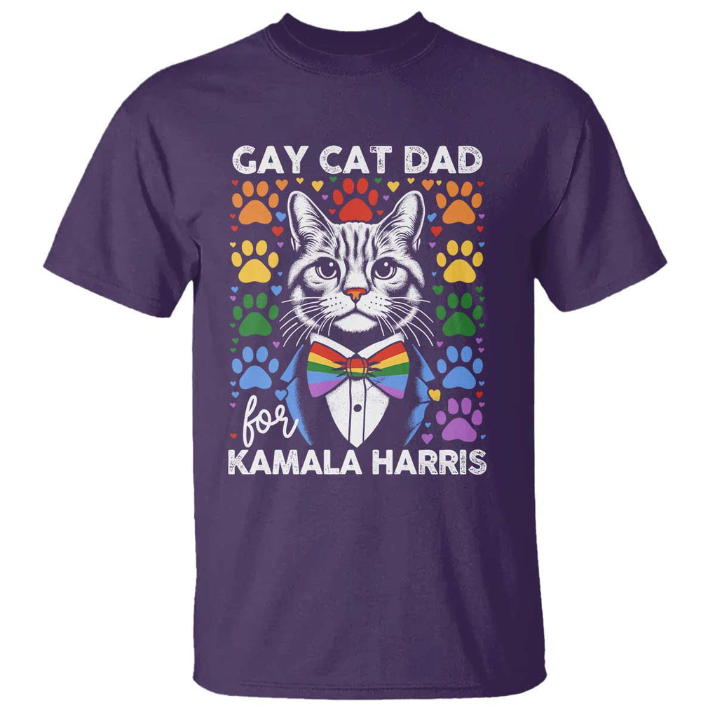 Gay Cat Dad For Kamala T Shirt Harris LGBT Support 2024 TS09 Purple Print Your Wear