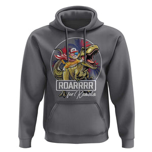 Funny Harris 2024 Hoodie Roar For Kamala Dinosaur Hero Cat Kids TS09 Charcoal Print Your Wear