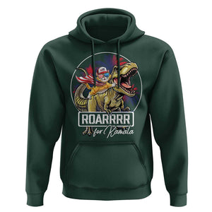 Funny Harris 2024 Hoodie Roar For Kamala Dinosaur Hero Cat Kids TS09 Dark Forest Green Print Your Wear