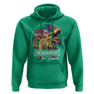 Funny Harris 2024 Hoodie Roar For Kamala Dinosaur Hero Cat Kids TS09 Irish Green Print Your Wear