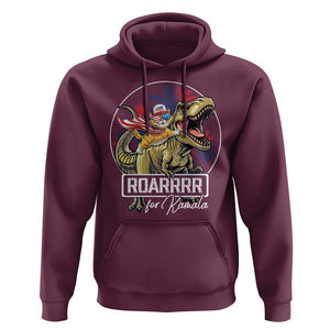 Funny Harris 2024 Hoodie Roar For Kamala Dinosaur Hero Cat Kids TS09 Maroon Print Your Wear