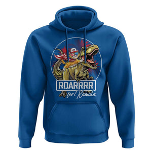 Funny Harris 2024 Hoodie Roar For Kamala Dinosaur Hero Cat Kids TS09 Royal Blue Print Your Wear