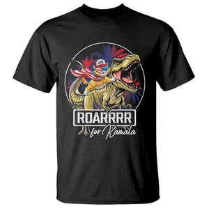 Funny Harris 2024 T Shirt Roar For Kamala Dinosaur Hero Cat Kids TS09 Black Print Your Wear
