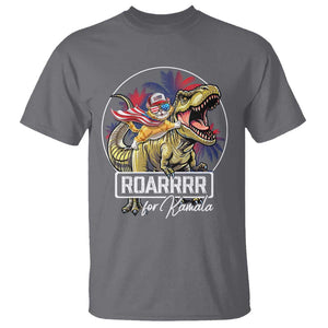 Funny Harris 2024 T Shirt Roar For Kamala Dinosaur Hero Cat Kids TS09 Charcoal Print Your Wear