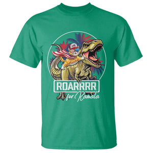 Funny Harris 2024 T Shirt Roar For Kamala Dinosaur Hero Cat Kids TS09 Irish Green Print Your Wear