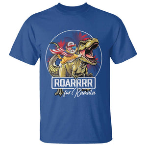 Funny Harris 2024 T Shirt Roar For Kamala Dinosaur Hero Cat Kids TS09 Royal Blue Print Your Wear