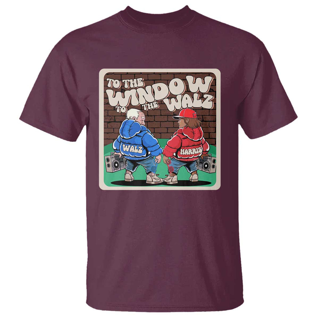 Funny Harris Walz T Shirt To The Window To The Walz Hip Hop Old School TS09 Maroon Print Your Wear