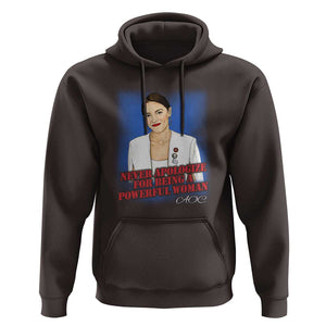 AOC Hoodie Never Apologize For Being A Powerful Woman TS09 Dark Chocolate Print Your Wear