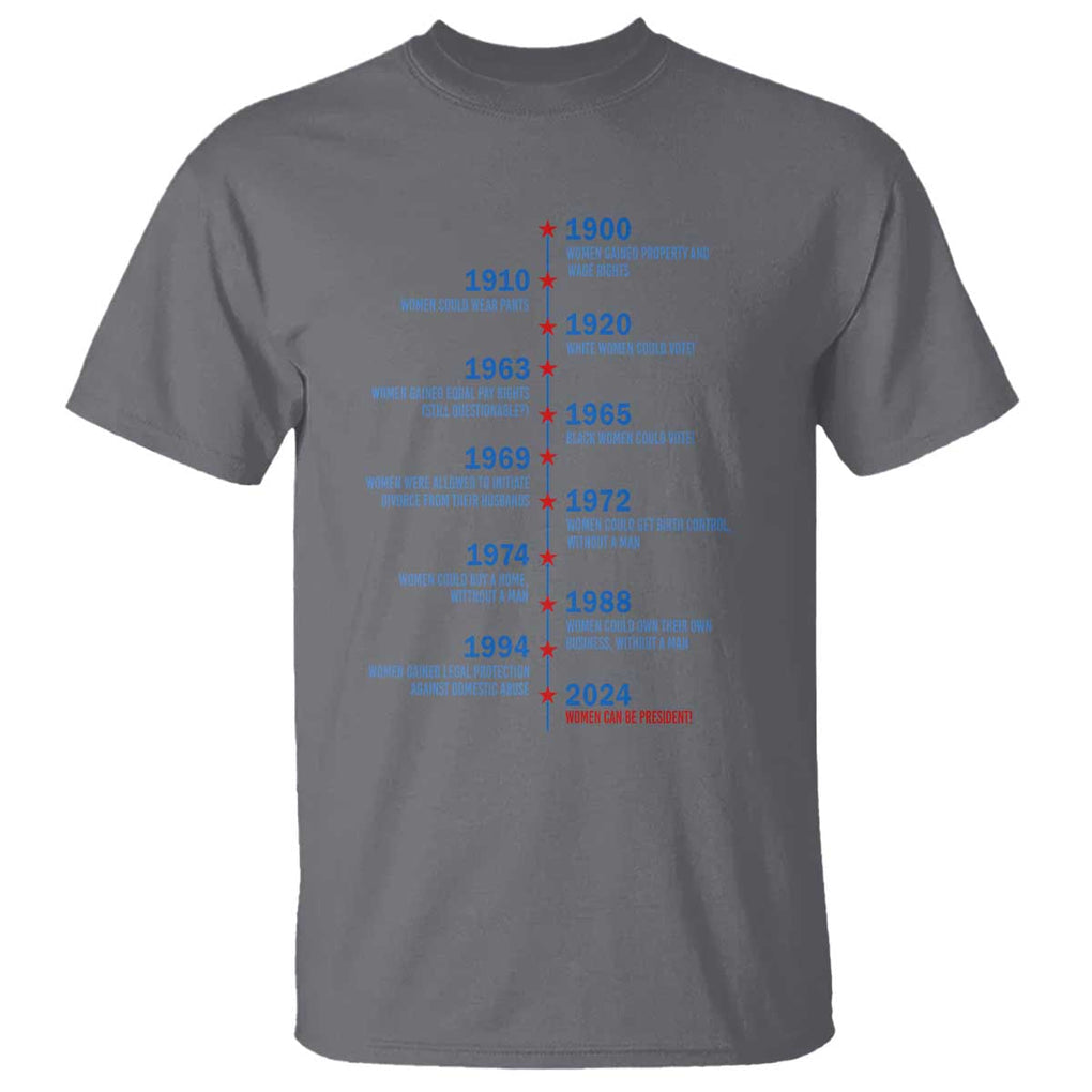 Harris Support Feminist Women Rights US History T Shirt 2024 Women Can Be President TS09 Charcoal Print Your Wear