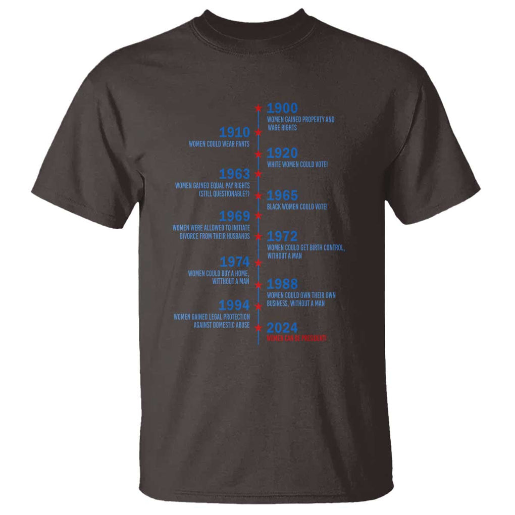 Harris Support Feminist Women Rights US History T Shirt 2024 Women Can Be President TS09 Dark Chocolate Print Your Wear