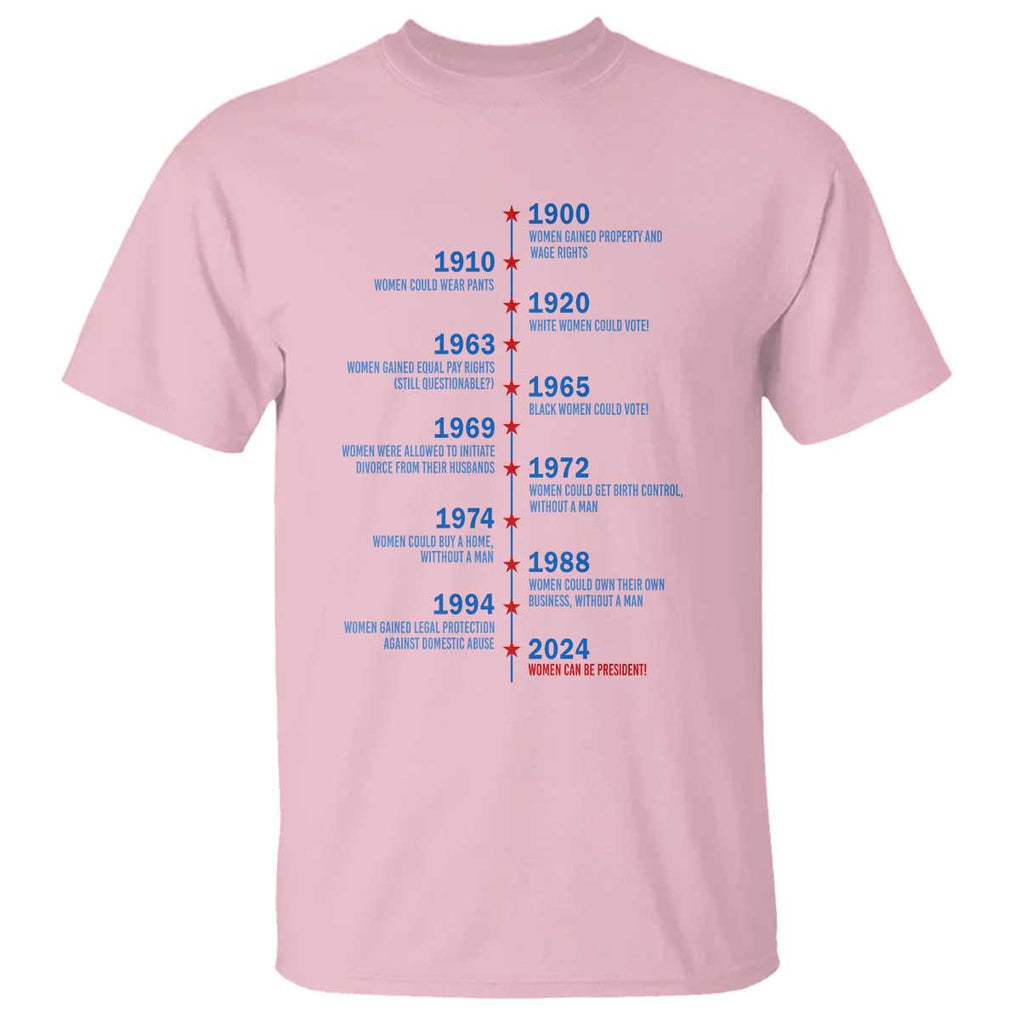 Harris Support Feminist Women Rights US History T Shirt 2024 Women Can Be President TS09 Light Pink Print Your Wear