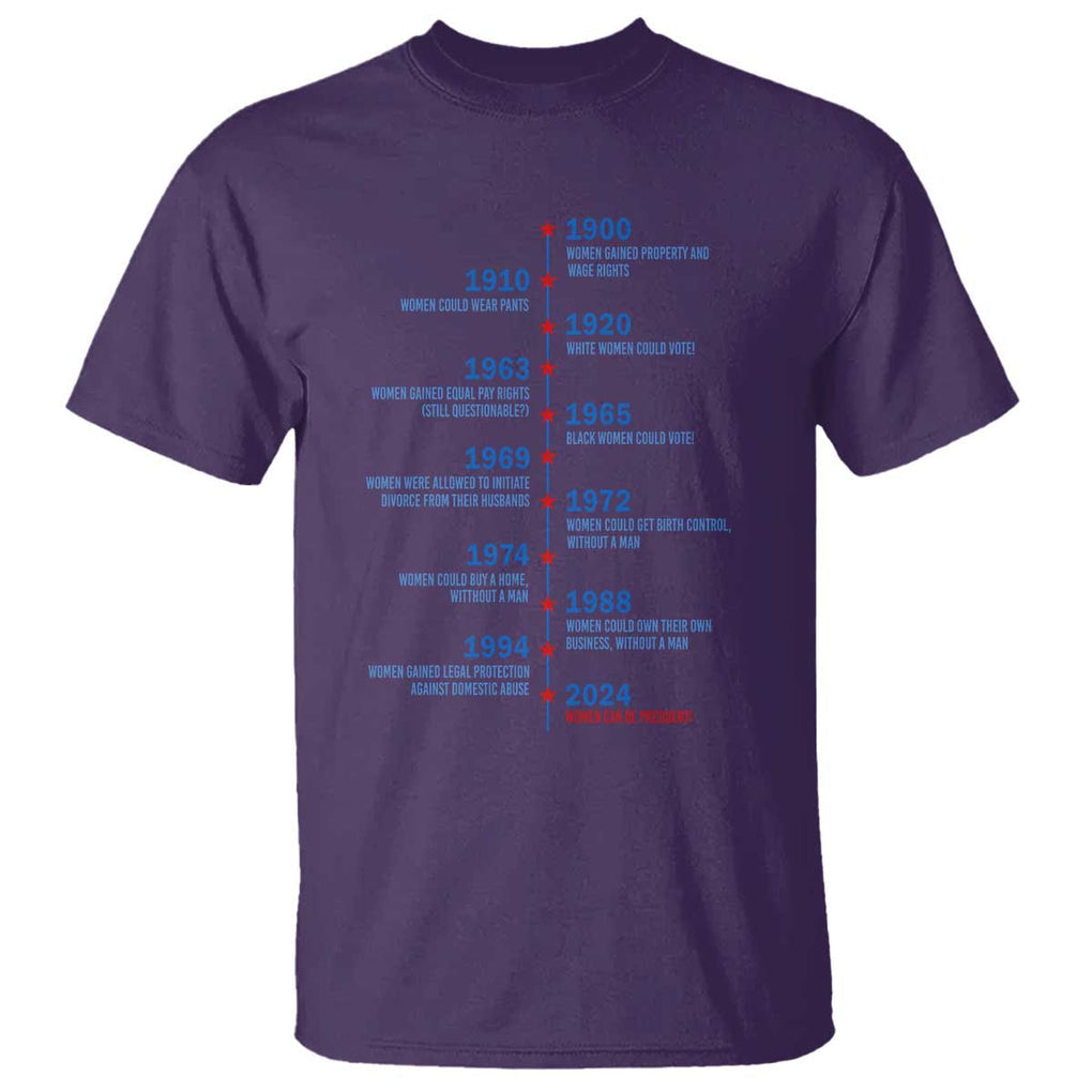 Harris Support Feminist Women Rights US History T Shirt 2024 Women Can Be President TS09 Purple Print Your Wear