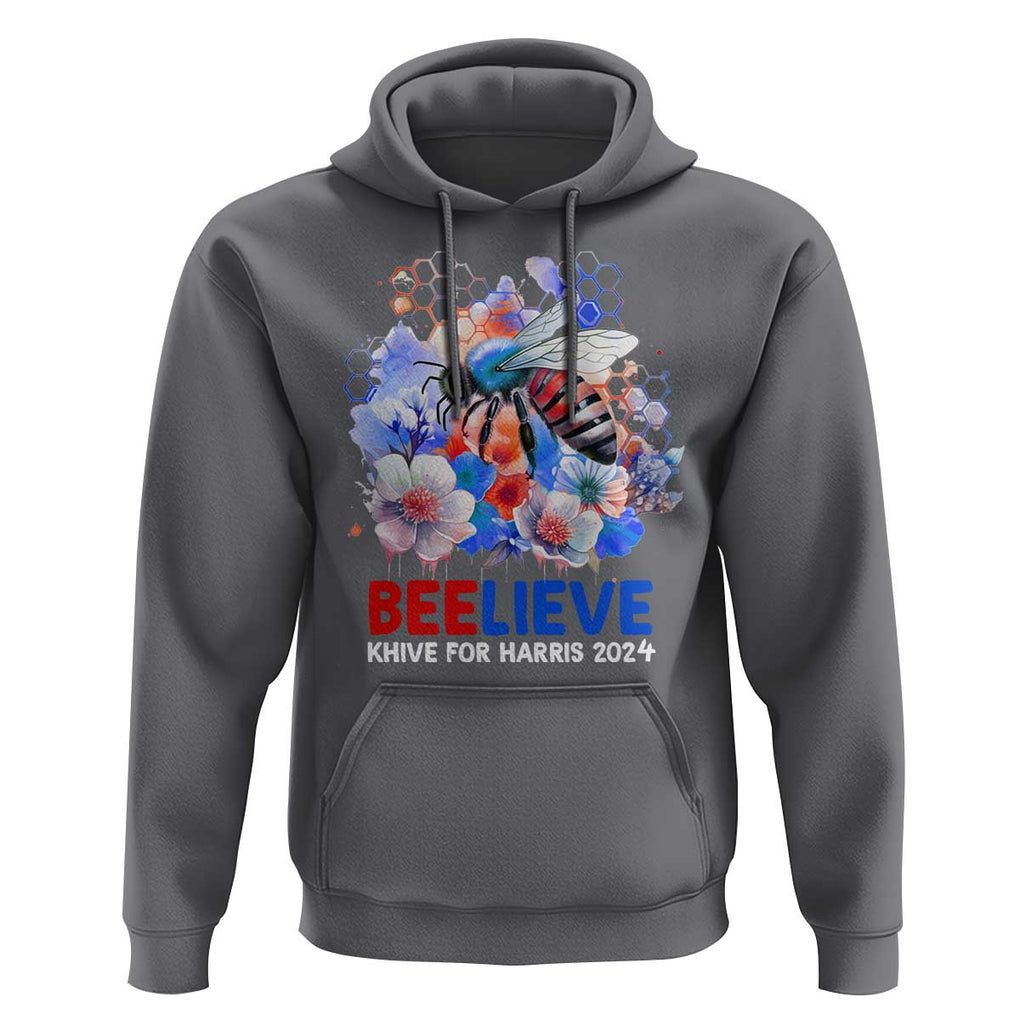 Believe Khive For Harris 2024 Hoodie Bee American Flag TS09 Charcoal Print Your Wear