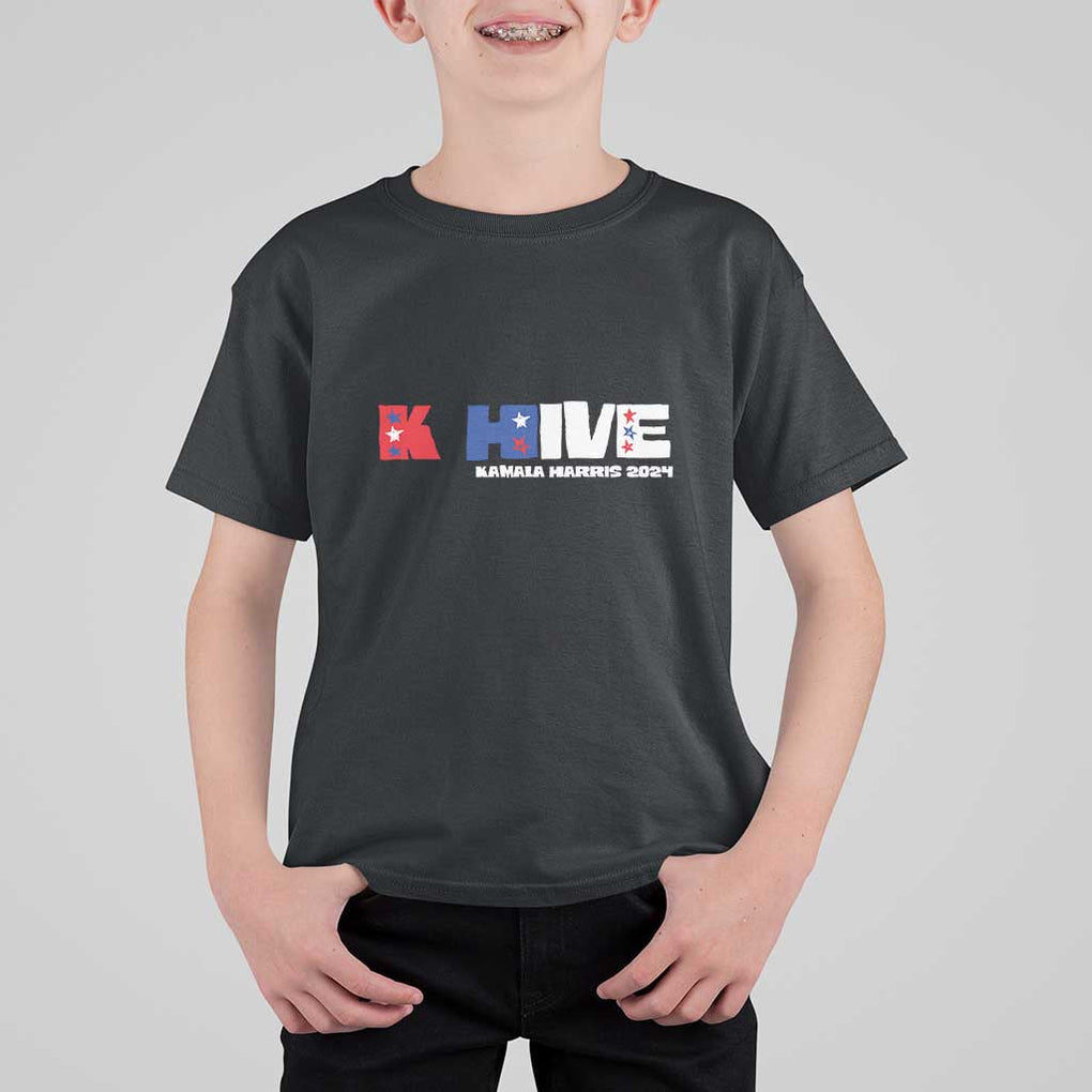 KHive Kamala 2024 T Shirt For Kid Harris Support US President Election TS09 Black Print Your Wear