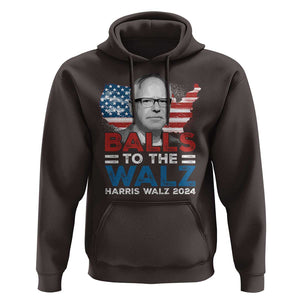 Tim Walz 2024 Hoodie Balls To The Walz Kamala Support American Flag TS09 Dark Chocolate Print Your Wear