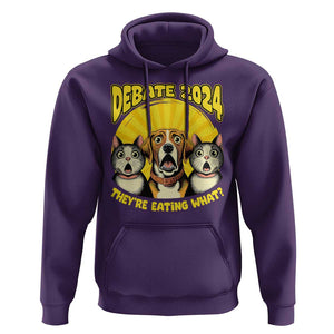 President Debate 2024 Hoodie Funny Dogs and Cats They're Eating What TS09 Purple Print Your Wear