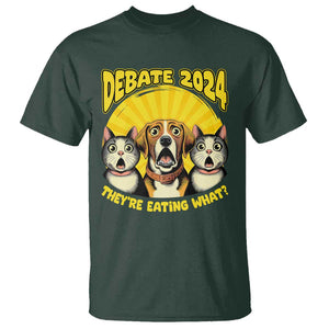 President Debate 2024 T Shirt Funny Dogs and Cats They're Eating What TS09 Dark Forest Green Print Your Wear