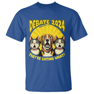 President Debate 2024 T Shirt Funny Dogs and Cats They're Eating What TS09 Royal Blue Print Your Wear