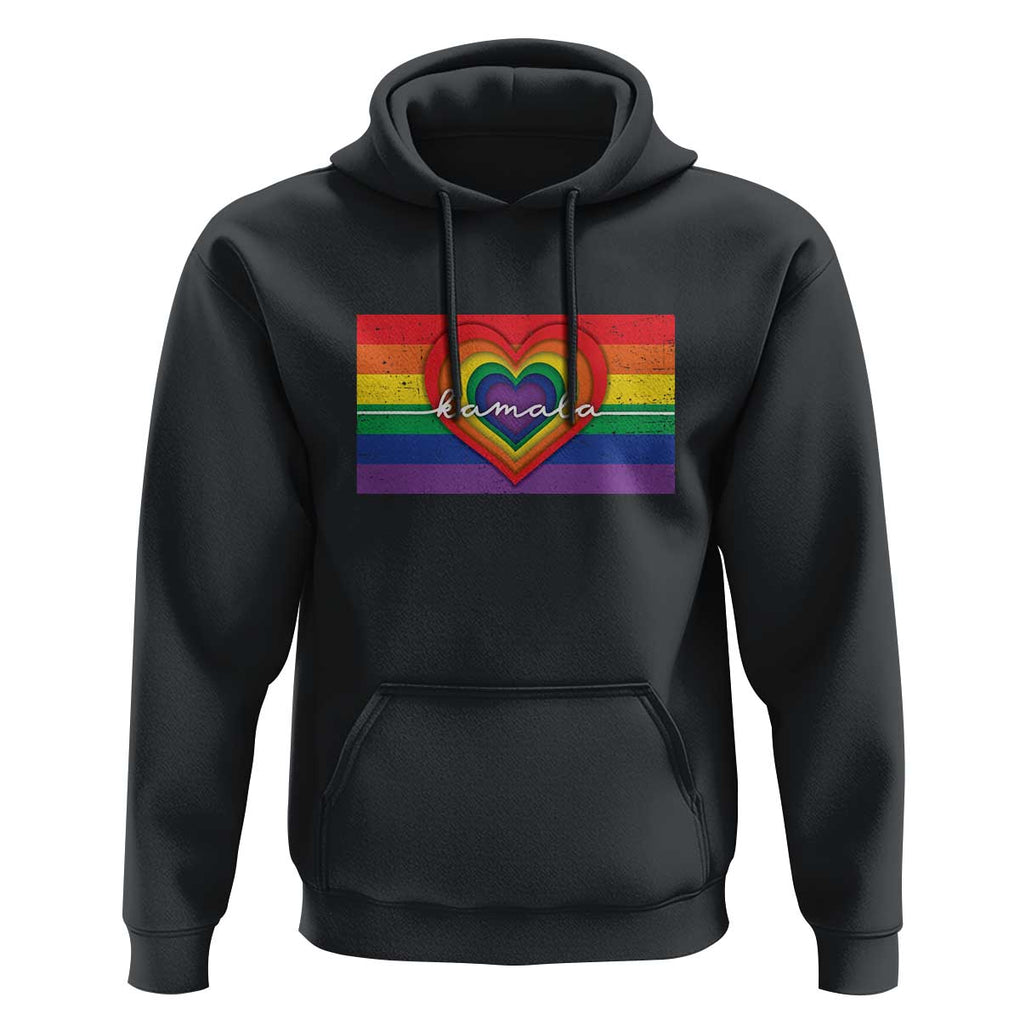 Comma La Harris Hoodie Kamala 2024 LGBT Rights Rainbow Flag TS09 Black Print Your Wear