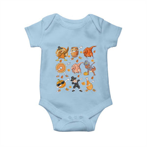 Funny Thanksgiving Baby Onesie Dabbing Turkey T Rex Pilgrim Pumpkin Pie TS09 Light Blue Print Your Wear