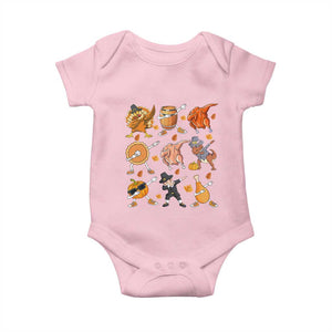 Funny Thanksgiving Baby Onesie Dabbing Turkey T Rex Pilgrim Pumpkin Pie TS09 Light Pink Print Your Wear