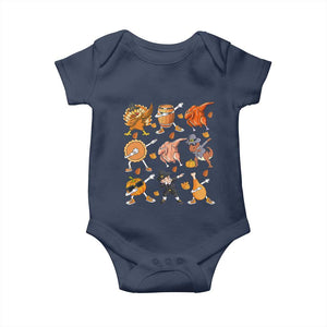 Funny Thanksgiving Baby Onesie Dabbing Turkey T Rex Pilgrim Pumpkin Pie TS09 Navy Print Your Wear